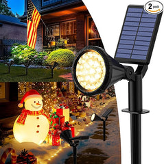 Solar Spot Lights Outdoor Waterproof, Flag Pole Light Solar Powered Halloween Lights, Landscape Spotlights for Tree, House, Yard, Garden, Christmas Decorations-2Pack Warm White