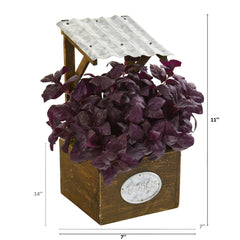 11” Basil Artificial Plant in Tin Roof Planter