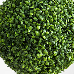 14” Artificial Boxwood Ball Topiary with Integrated Ground Stake UV Resistant - Set of 2