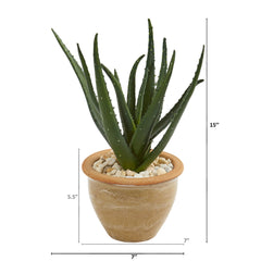 15” Aloe Artificial Plant in Decorative Vase