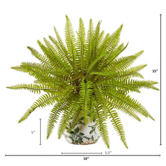 15” Fern Artificial Plant in Floral Planter