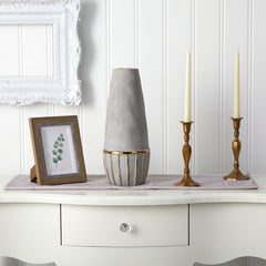 15” Regal Stone Decorative Vase with Gold Accents