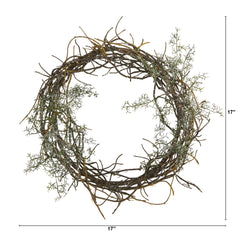 17” Frosted Twig Wreath