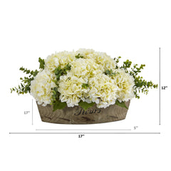 17” Hydrangea and Eucalyptus Artificial Arrangement