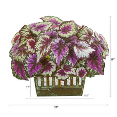 19” Wax Begonia Artificial Plant in Decorative Planter