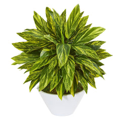 21” Tradescantia Artificial Plant in White Vase (Real Touch)
