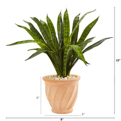 23” Sansevieria Artificial Plant in Terra-Cotta Planter