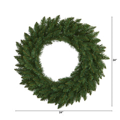 24” Green Pine Artificial Christmas Wreath with 35 Clear LED Lights