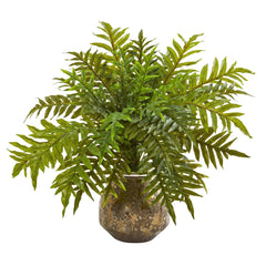 24” Hares Foot Fern Artificial Plant in Vase (Real Touch)