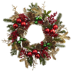 24” Ornament, Pine & Pine cone Wreath