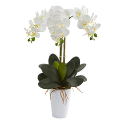 24” Phalaenopsis Orchid Artificial Arrangement in White Vase
