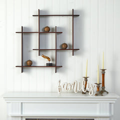 24" Wood Crosshatch Floating Shelves Wall Art Decor"
