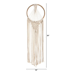 24” x 10” Handmade Bohemian Macrame Dreamcatcher Wall Hanging Decor