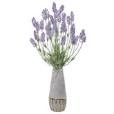 25” Lavender Artificial Plant in Vase with Gold Trimming