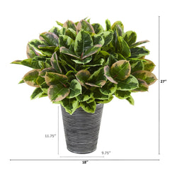 27” Rubber Leaf Artificial Plant in Tin Planter (Real Touch)
