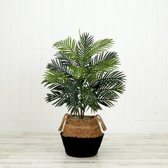 3' Artificial Areca Palm Tree with Handmade Jute & Cotton Basket DIY KIT