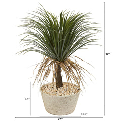 32” Pony Tail Palm Artificial Plant in White Planter