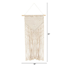 34” x 18” Hand Crafted Boho Macrame Wall Hanging Decor