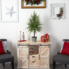 35” Christmas Artificial Tree in Decorative Planter