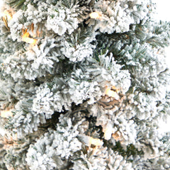 3.5’ Flocked Pencil Artificial Christmas Tree with 50 Clear Lights and 132 Bendable Branches in Sand Colored Urn