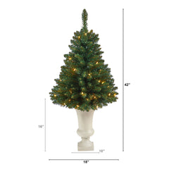 3.5’ Northern Rocky Spruce Artificial Christmas Tree with 50 Clear Lights and 154 Bendable Branches in Sand Colored Urn
