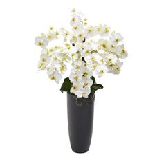35” Phalaenopsis Orchid Artificial Arrangement in Gray Vase