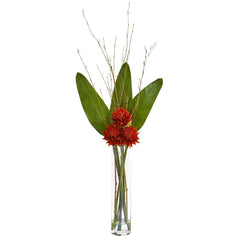 3.5’ Tropical Artificial Arrangement in Cylinder Vase