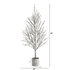 4’ Snowed Twig Artificial Christmas Tree in Decorative Planter