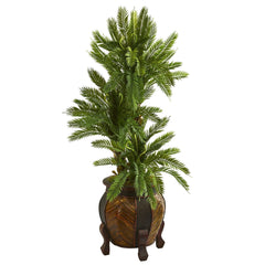 4’ Triple Cycas Artificial Plant in Decorative Planter