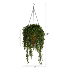 45” Gleditsia Artificial Plant in Hanging Cone Basket UV Resistant (Indoor/Outdoor)