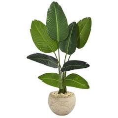 45” Traveler's Palm Artificial Tree in Sand-Colored Planter