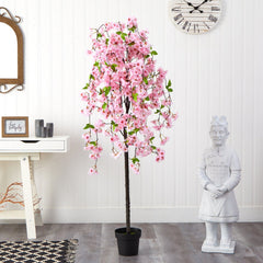 5' Artificial Pink Cherry Blossom Tree