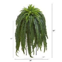 52” Boston Fern Artificial Plant in Black Stand Planter
