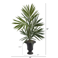 52” Kentia Artificial Palm Tree in Charcoal Urn