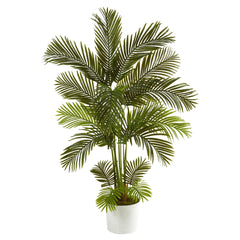 5.5' Areca Palm Artificial Tree in White Tin Planter