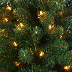 57” Northern Rocky Spruce Artificial Christmas Tree with 100 Clear Lights and 322 Bendable Branches in White Planter with Stand