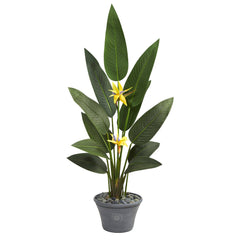58” Bird of Paradise Artificial Plant in Gray Planter (Real Touch)