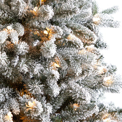 6' Aspen Mountain Fir Flocked Christmas Tree with 1198 Bendable Branches and 450 LED Lights