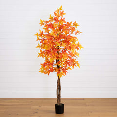 6’ Autumn Deluxe Maple Artificial Fall Tree