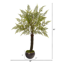 6’ Fern Artificial Plant in Decorative Bowl Planter