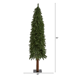 6’ Grand Alpine Artificial Christmas Tree with 601 Bendable Branches on Natural Trunk