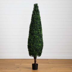 6’ UV Resistant Artificial Boxwood Topiary Cone Tree (Indoor/Outdoor)