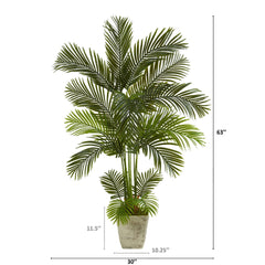 63” Areca Palm Artificial Tree in Country White Planter
