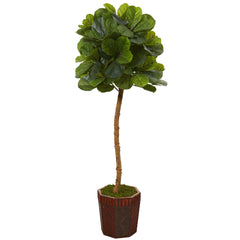 64” Fiddle Leaf Artificial Tree in Decorative Planter (Real Touch)