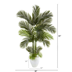65” Areca Palm Artificial Tree in White Planter