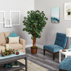 68” Sakaki Artificial Tree with 1470 Bendable Branches in Wicker Planter