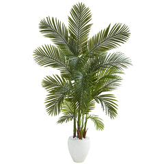 69” Areca Palm Artificial Tree in White Planter