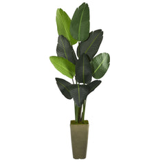 69” Traveler's Palm Artificial Tree in Green Planter
