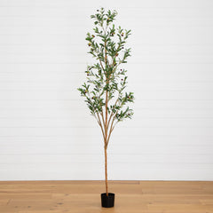 7' Artificial Olive Tree with Natural Trunk