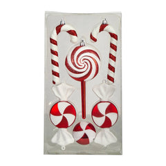 7” Assorted Candy Cane Holiday Christmas Deluxe Shatterproof Ornament Set of 6